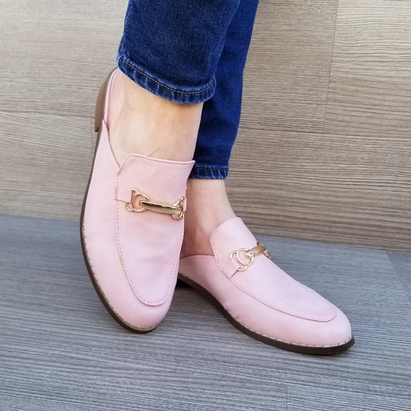 Pink Slip on flat mule loafer W gold buckle-P - Picture 6 of 8